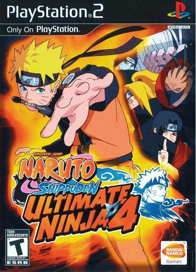 Naruto Shippuden: Ultimate Ninja 4 box art for Playstation 2